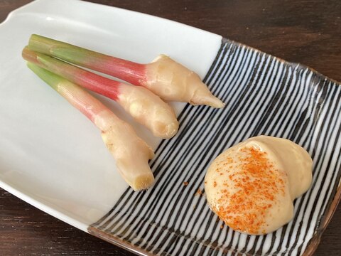 葉生姜の味噌マヨディップ